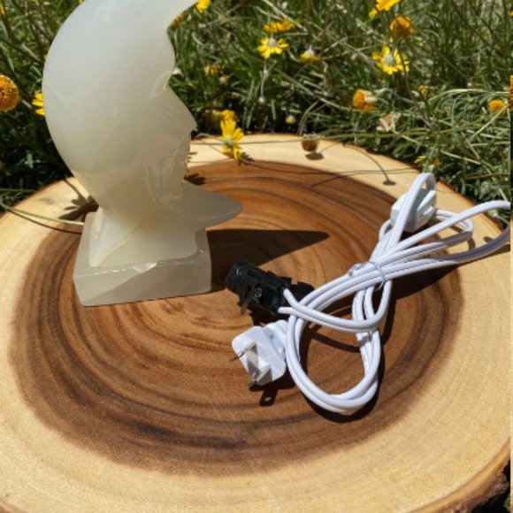 Onyx Moon Lamp, Boho Decor, Office Decor, Lighting Fixture, Unique Lighting - Picture 6 of 6